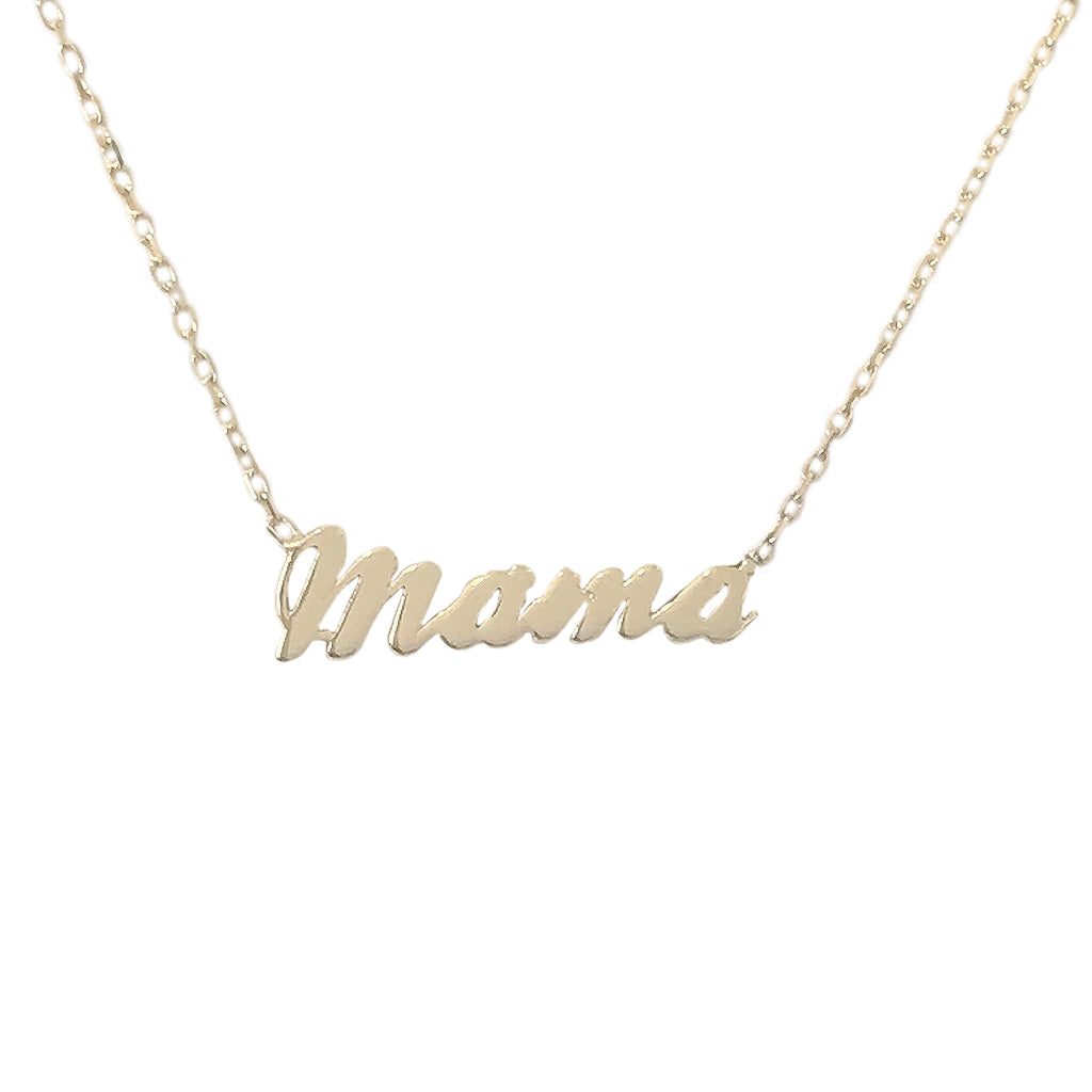 14K Gold 'Mama' Charm Pendant Necklace ~ Script Font – Nana Bijou